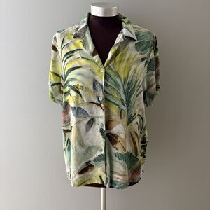 Jams World Shirt XL Green Spring Breeze Tropical Hawaiian Palm Beach Party